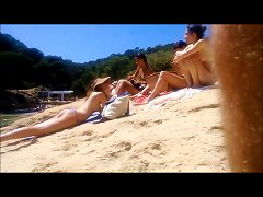 Four Topless Teens At The Beach